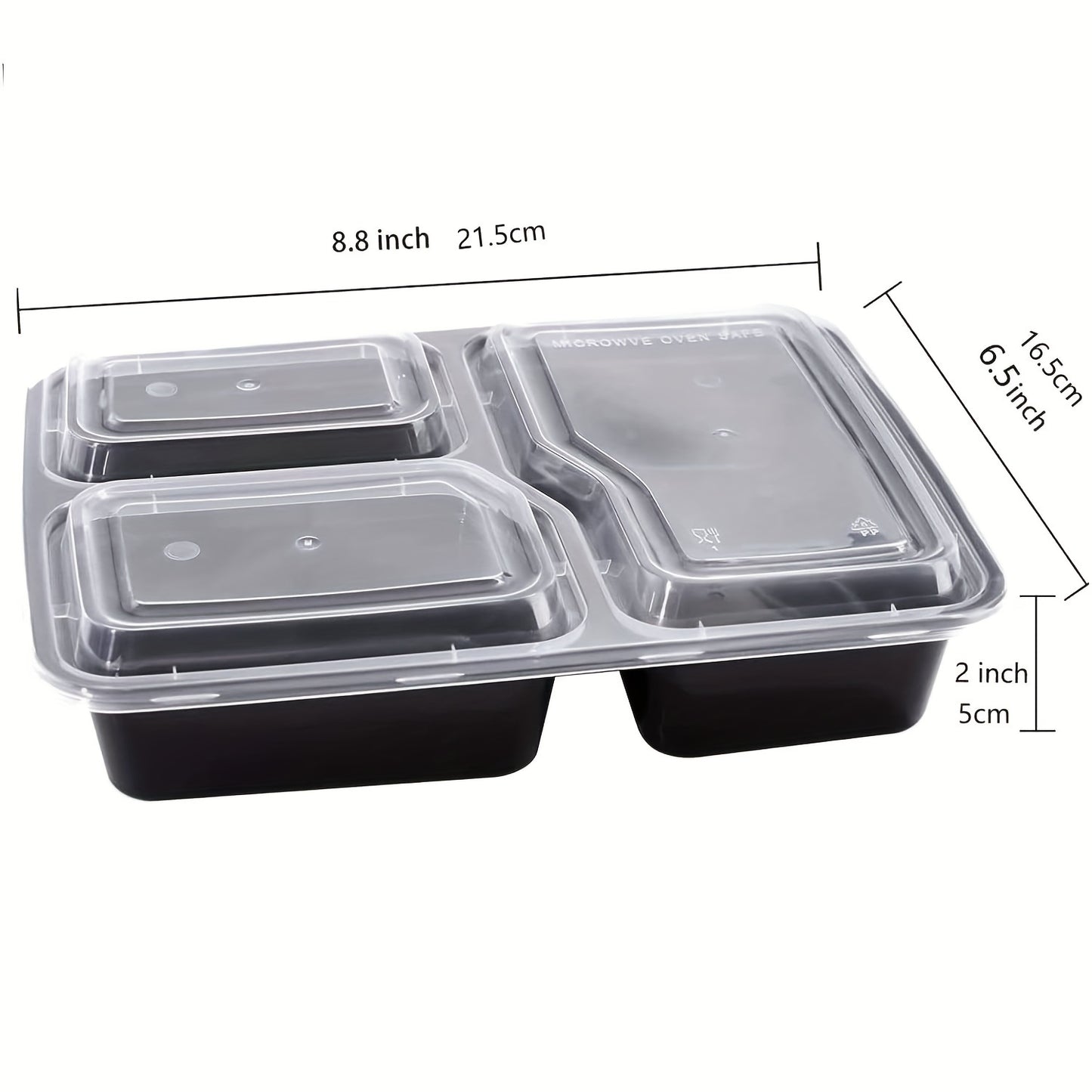 48 Pack Meal Prep Containers 32oz, 3 Compartment Bento Box Microwave Food Storage Containers Takeout Containers with Lids Containers Stackable Reusable Microwaveable & Dishwasher Safe