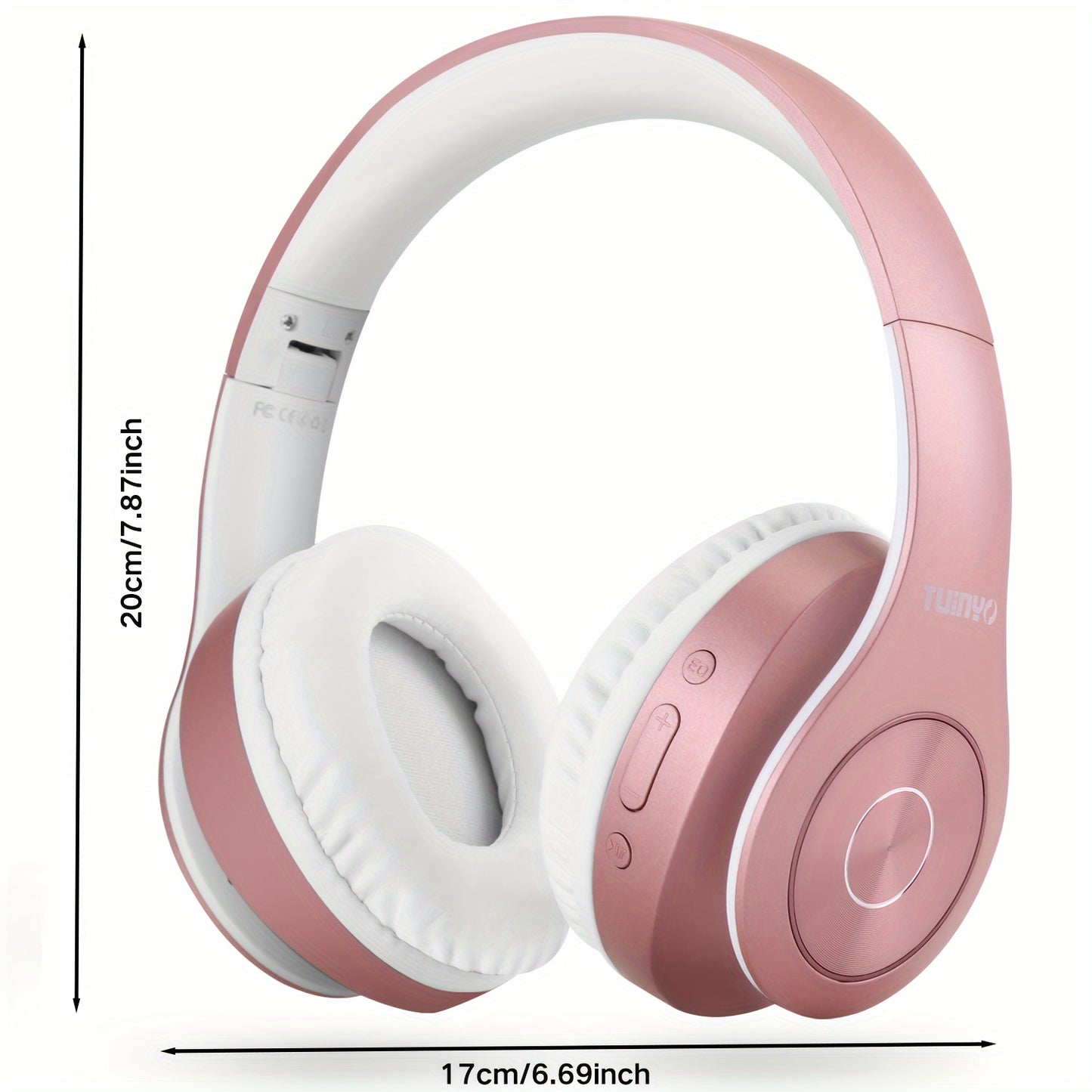 40H Wireless BT Headphones - TUINYO Over Ear Stereo Headset with Deep Bass, Soft Memory-Protein Earmuffs, Built-in Mic for PC/Cell Phones/TV Wired Mode