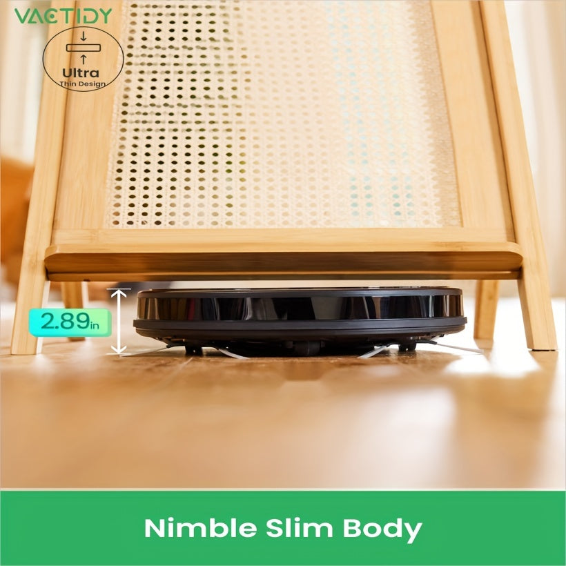 Vactidy Nimble T6 Robot Vacuum Cleaner, Strong Suction, Automatic Self-Charging Robotic Vacuum, WiFi/Alexa/App/SiRi/Remote Control Robotic Vacuum, 7.35cm Thin, Ideal for Pet Hair, Carpet, Hard Floor