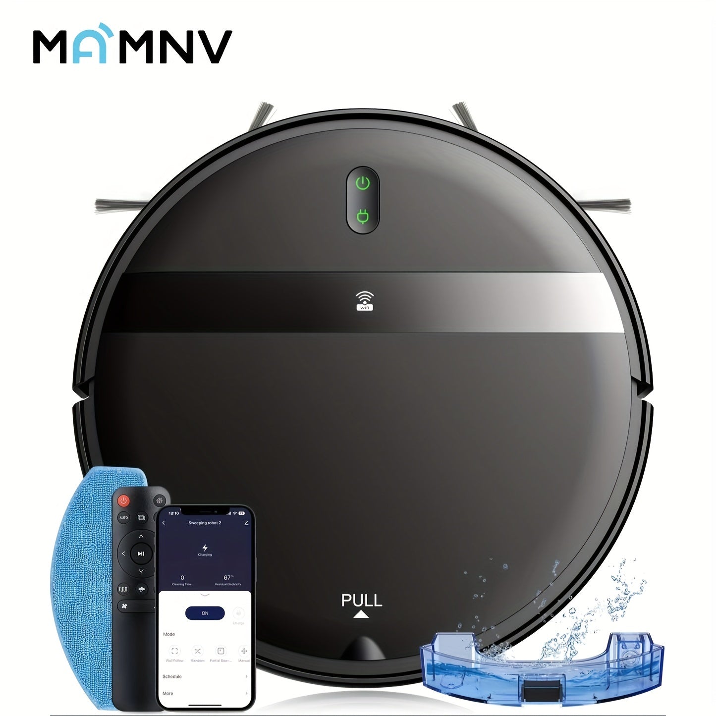 Mamnv G20 Robot Vacuum Cleaner Auto Charging 1400Pa Suction Power App Control with Water Tank Dust Box Wet Mopping & Sweeping & Suction Type Electric Sweeper For Smart Home Cleaning.