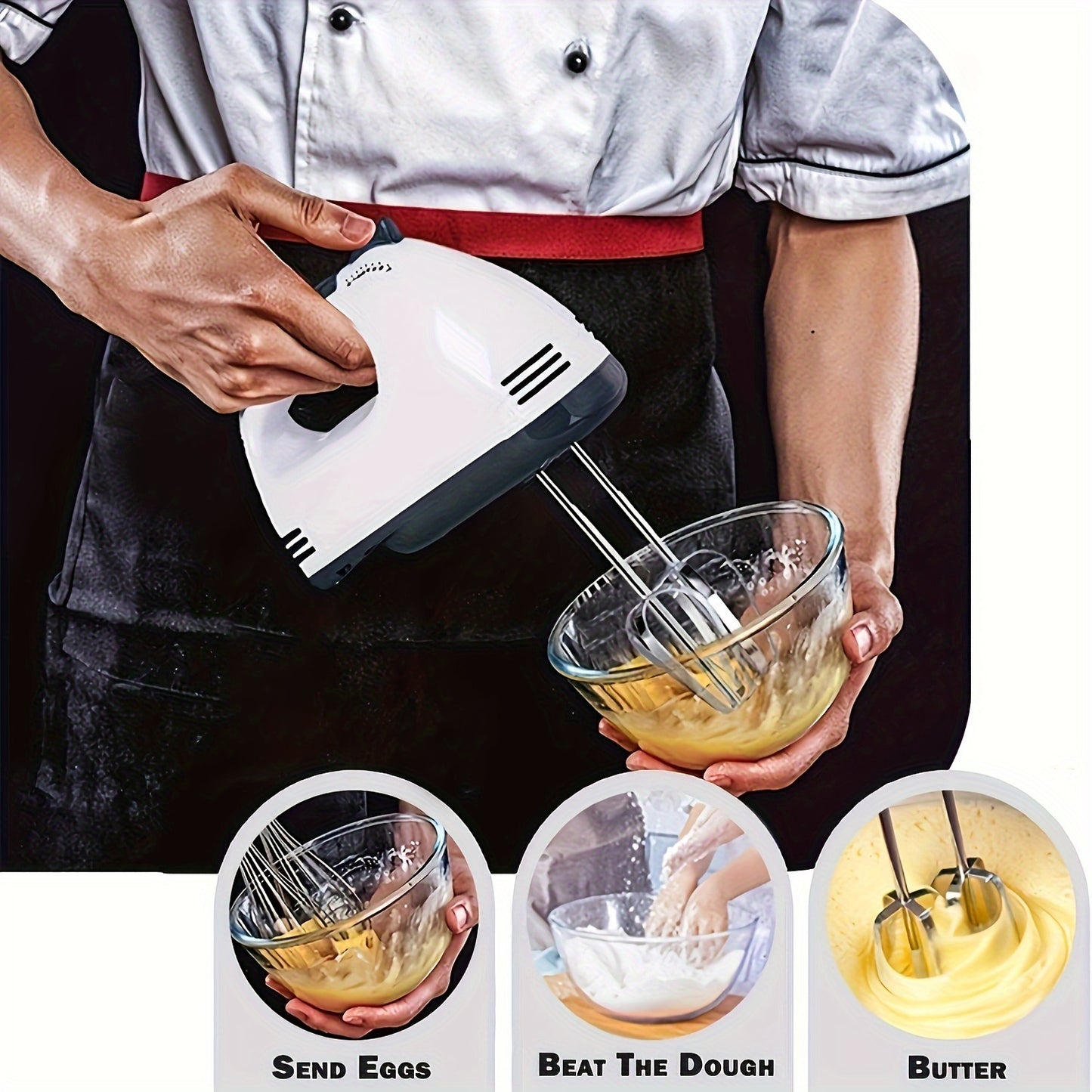 PANCERKA 1Set Electric Hand Mixer, 7-Speed Hand-Held Egg Beater Whisk Breaker, Electric Mixer, Kitchen Appliances Stirrer, Electric Food Mixers for Mixing in Bowls