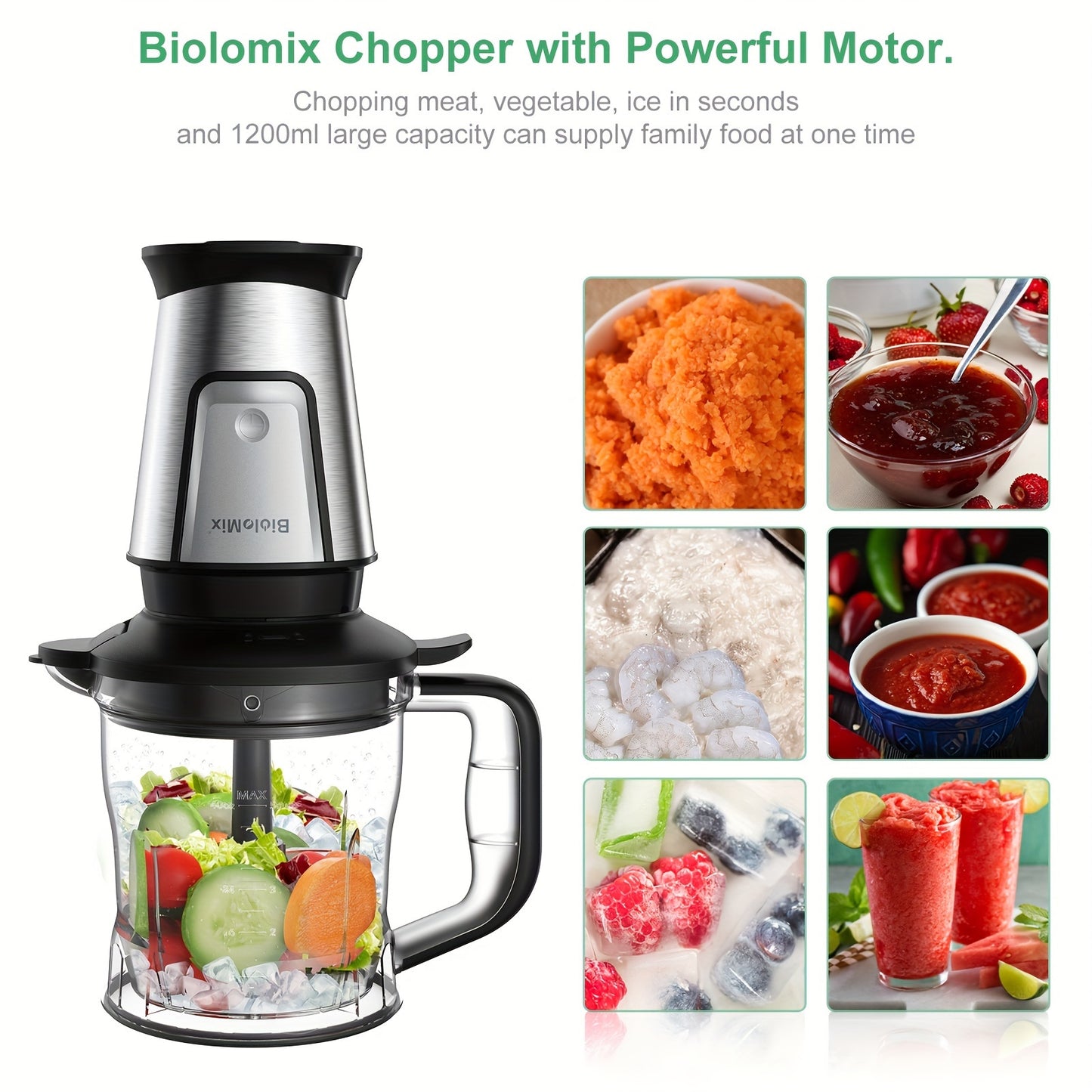BioloMix 700W High-Speed Blender - 3-in-1 Smoothie Maker, Food Processor & Grinder