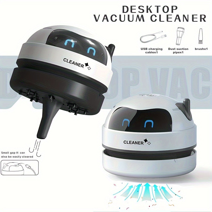 1pc Compact Mini Desktop Vacuum Cleaner - Ultra-Powerful Suction, Compact and Portable, Long-Lasting Rechargeable, Whisper-Quiet Operation, Effective Keyboard and Piano Keyboard Cleaning - Perfect for Home and Office Desktops