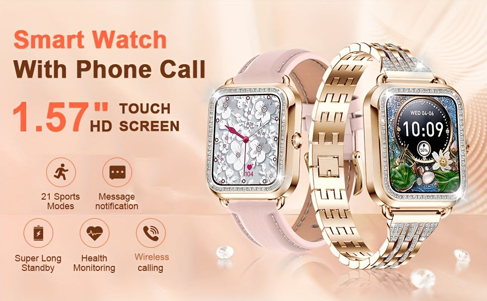 Women's Luxury Smart Watch Wireless Answer/Dial, 1.57" HD SmartWatch For Android And IOS Phones, Multi Sport Modes, Fitness Watch, AI Voice Assistant, Notifications, Remote Camera, DIY Watch Dial, Music Player, Weather Report