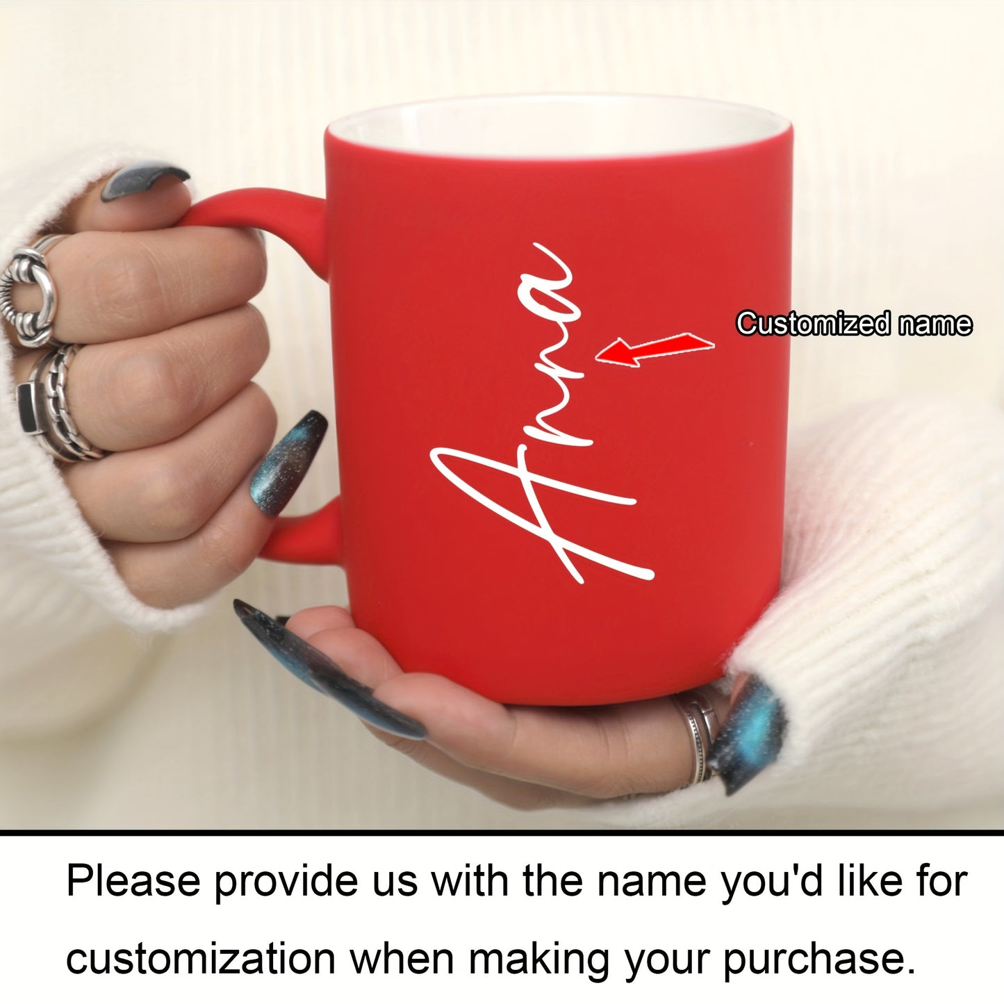 1pc, Personalized 11oz Gradient Ceramic Coffee Mug With Custom Name, 320ml Coffee Cup, Dishwasher & Microwave Safe, Ideal For Drinks & Gifts, Birthday, Valentine's Day Present For Family, Friends, Coworkers