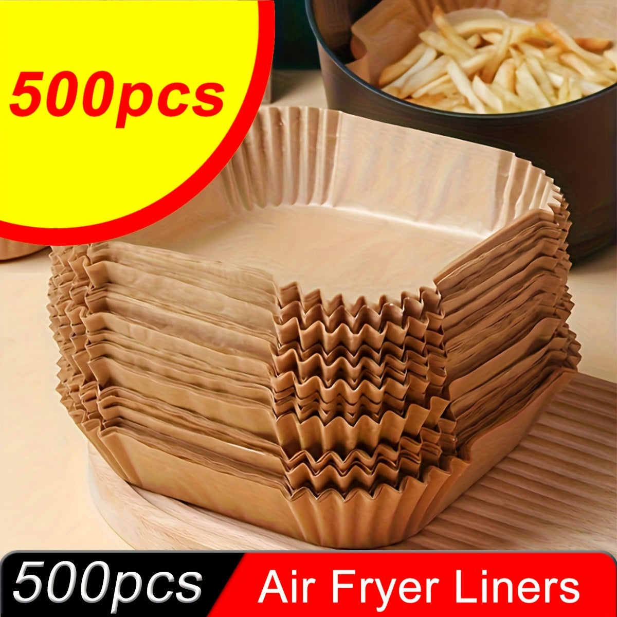 500pcs Non-Stick Air Fryer Liners - Square Paper Liners For Baking, Roasting, And Microwave Cooking - Easy Cleanup And Healthier Cooking For Hotel/Commercial