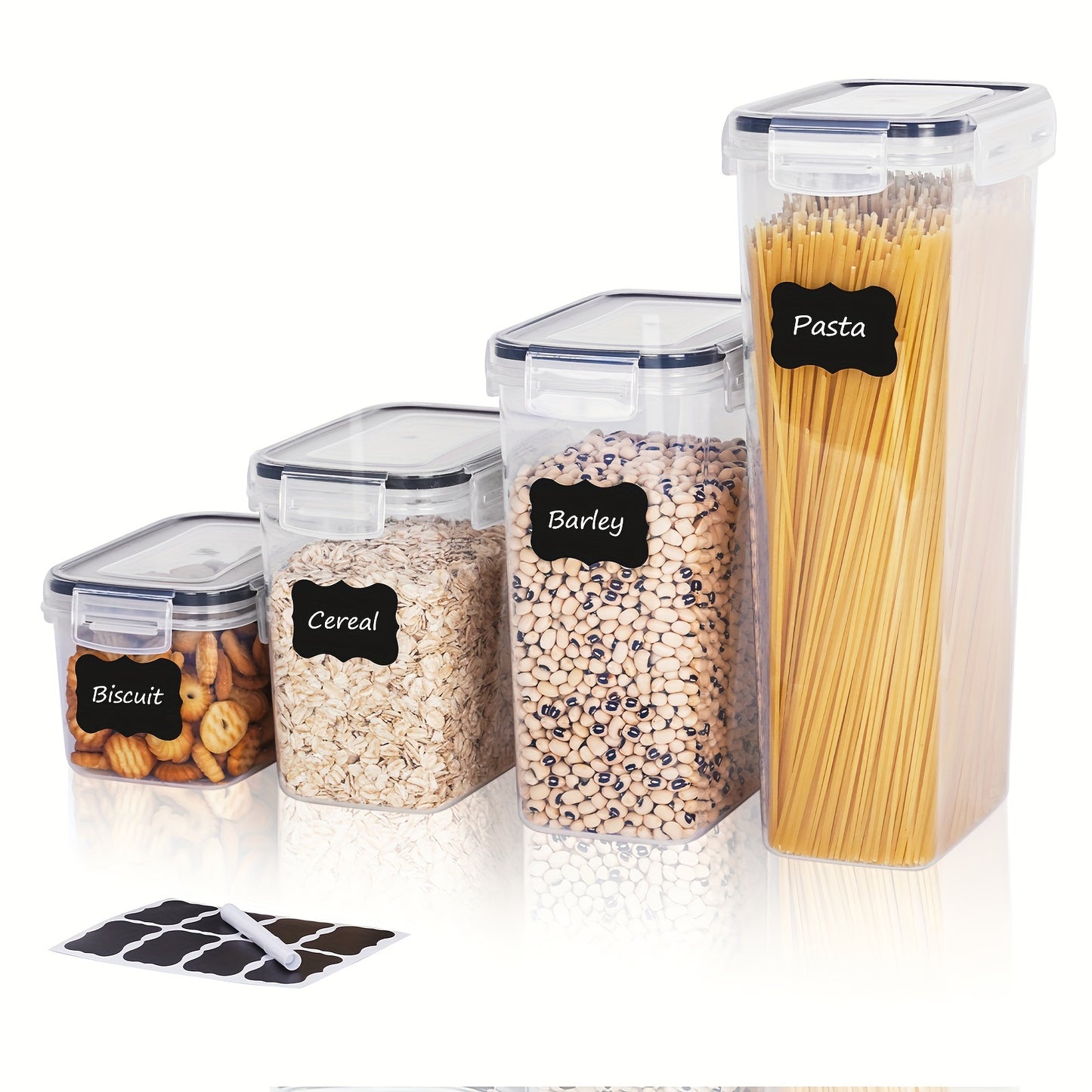 9Pcs Airtight Food Storage Containers With Lids, BPA Free, Plastic Kitchen And Pantry Canisters For Cereal, Dry Food, Flour And Sugar, Dishwasher Safe