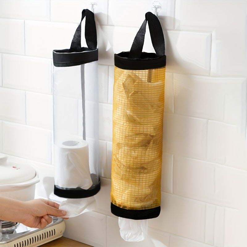 [Durable Trash Bag Organizer] Durable Plastic Under-Cabinet Kitchen Trash Bag Organizer | Open Storage Design, Secure Mounting, Space-Saving Garbage Bag Holder for Countertop Clutter Reduction, Sleek Storage Solution | Sturdy