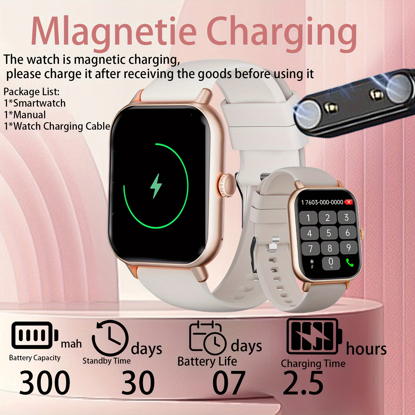 Smart Watch, 2.01'' Full Touch Screen Display With Message, Answer Make Call Smartwatch, Sports Pedometer, Information Alerts, For IPhone/Android Phones, Smartbands Fitness Watch For Women/Men Friend Gift, Birthday Gift
