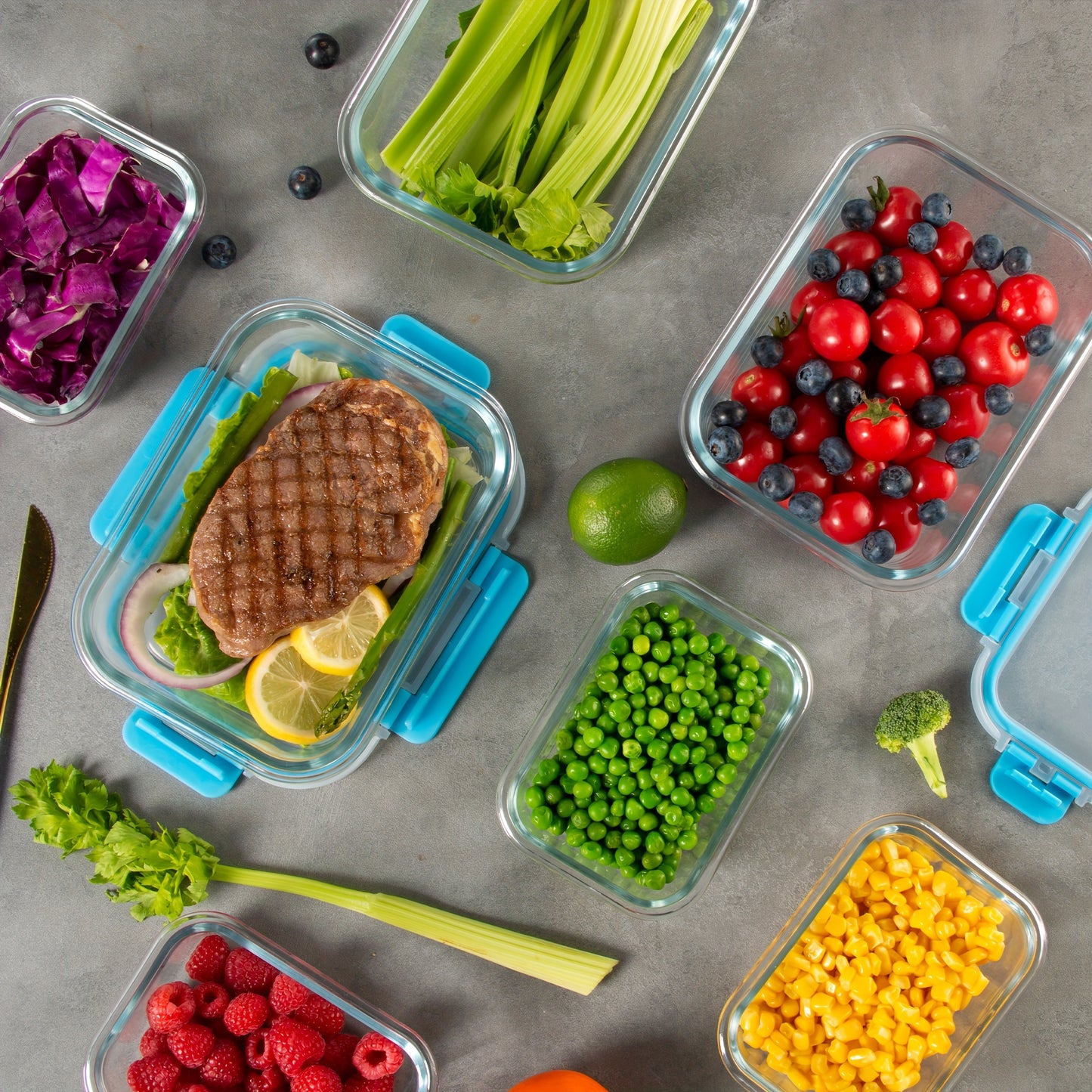 24-Piece Premium Glass Food Storage Containers Set - Airtight, Stackable, Microwave-Safe, and BPA-Free with Lids for Fresh Meal Prep and Leftovers - Space-Saving Design for Kitchen Organization