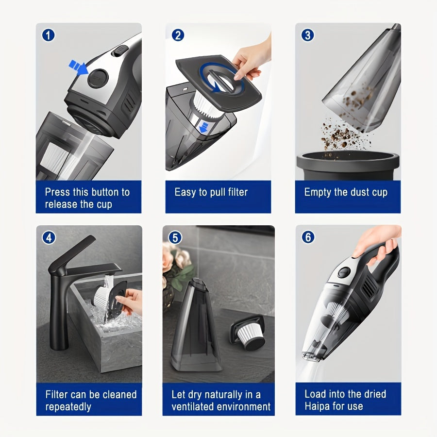 Portable Vacuum Cleaner Wireless Handheld Vacuum Cleaner For The Family Car, Powerful Suction USB Charging Mini Cleaning Vacuum Cleaner, Has A Variety Of Accessories, Suitable For The Car, Home, Office And Other Slit Tools