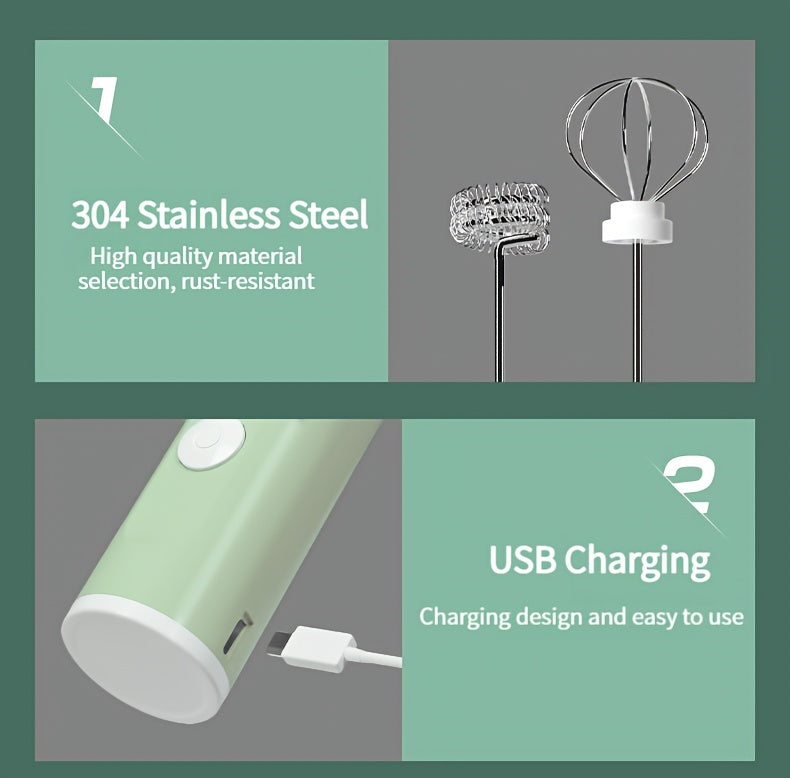 1pc Electric Milk Frother Portable Egg Beater USB Rechargeable Handheld Coffee Blender Milk Shaker Mixer Foamer Food Blender