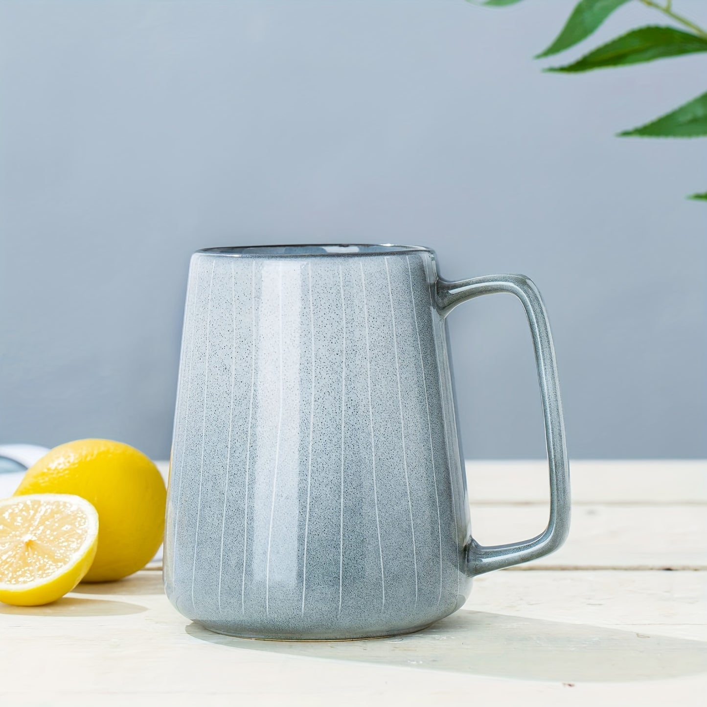 1pc 24 oz Ceramic Coffee Mug with Large Handle Microwave and Dishwasher Safe, Easy-Grip Office and Home Tea Cup  No Assembly Required, Without Additional Components grey