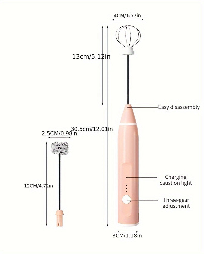 1pc Electric Milk Frother Portable Egg Beater USB Rechargeable Handheld Coffee Blender Milk Shaker Mixer Foamer Food Blender
