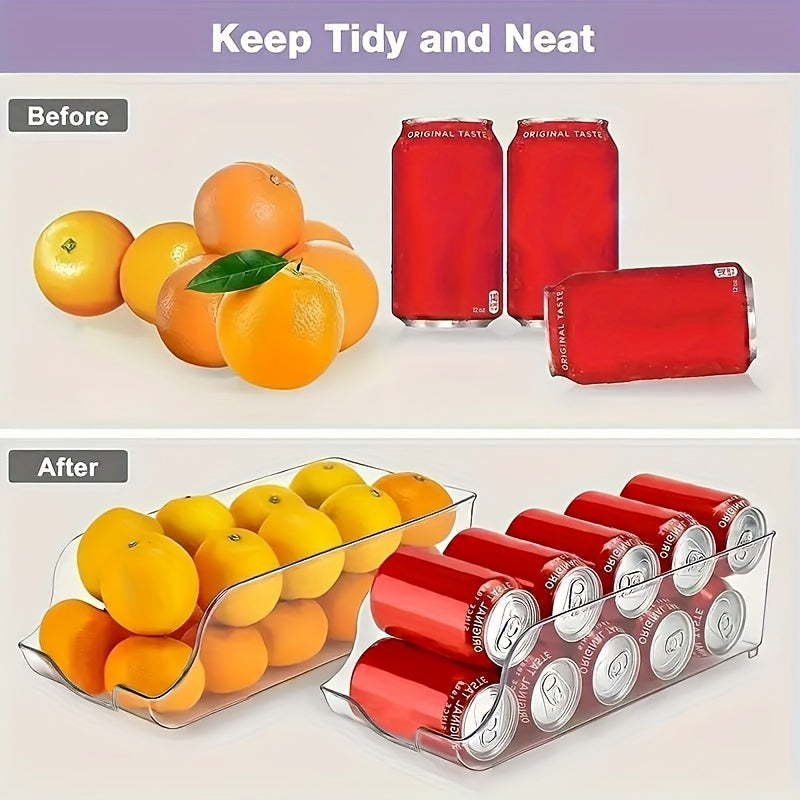 1pc Refrigerator Organizer Bins, Soda Can Dispenser Beverage Holder, Clear Plastic Canned Food Pantry Storage Rack, Stacking Can Dispensers For Fridge, Freezer, Pantry, Kitchen, Countertops, Cabinets, Kitchen Accessories