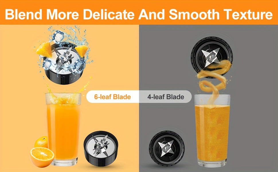 Portable Blender, Personal Size Blender for Shakes and Smoothies, Strong Cutting Power with Six Blades, 2*17Oz Juicer Cup for Sports, Travel