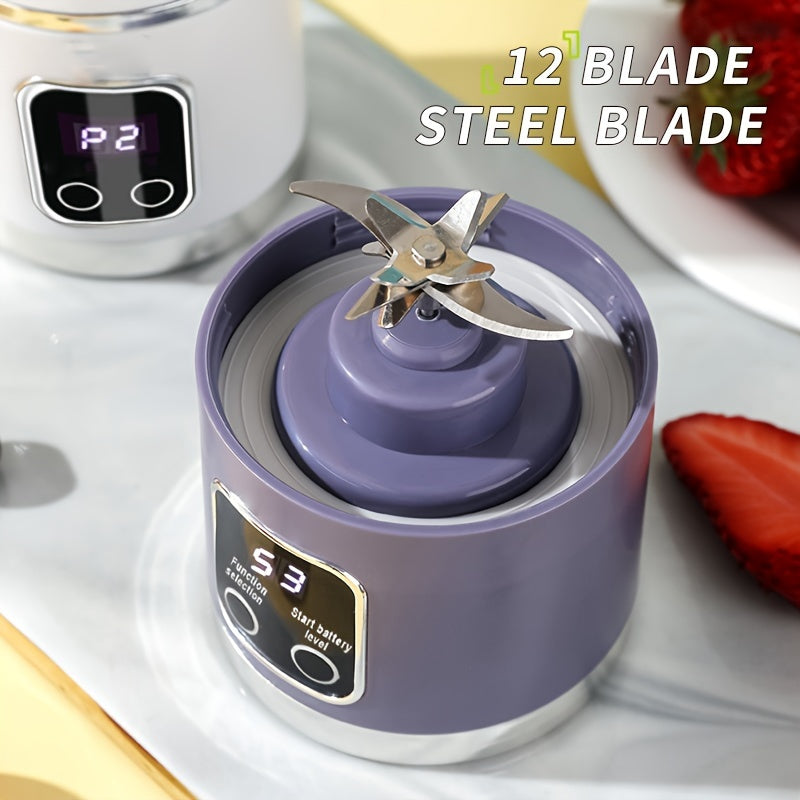 Portable USB Rechargeable Blender with LED Display - 15.22oz, Ideal for Smoothies & Fresh Juice, Compact Design for On-the-Go Nutrition