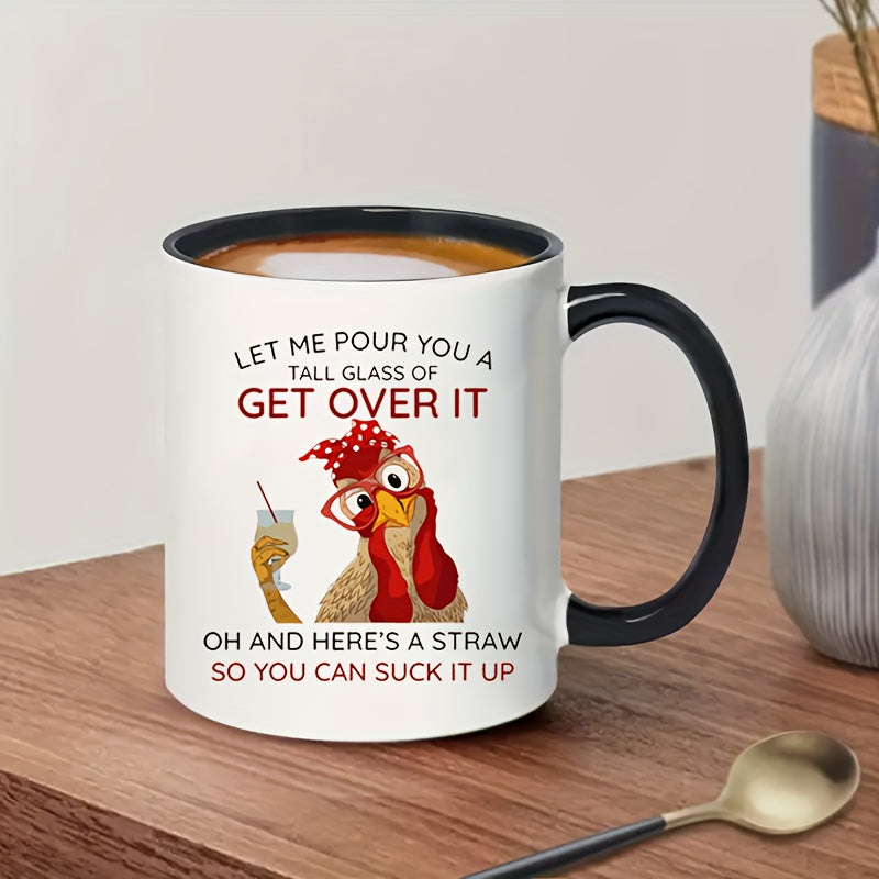 Funny Chicken 11oz Ceramic Coffee Mug - Double-Sided Print, Microwave Safe, Perfect for All Seasons & Gifts