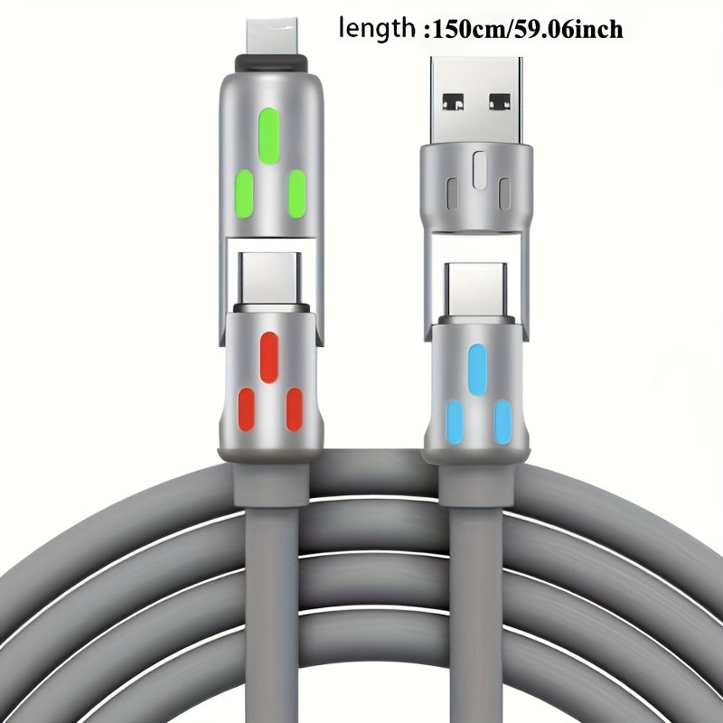 4-In-1 Multi USB Charging, High-Speed USB-C Fast Charging Cable for Android Phones from Samsung, Redmi, Oneplus And Xiaomi