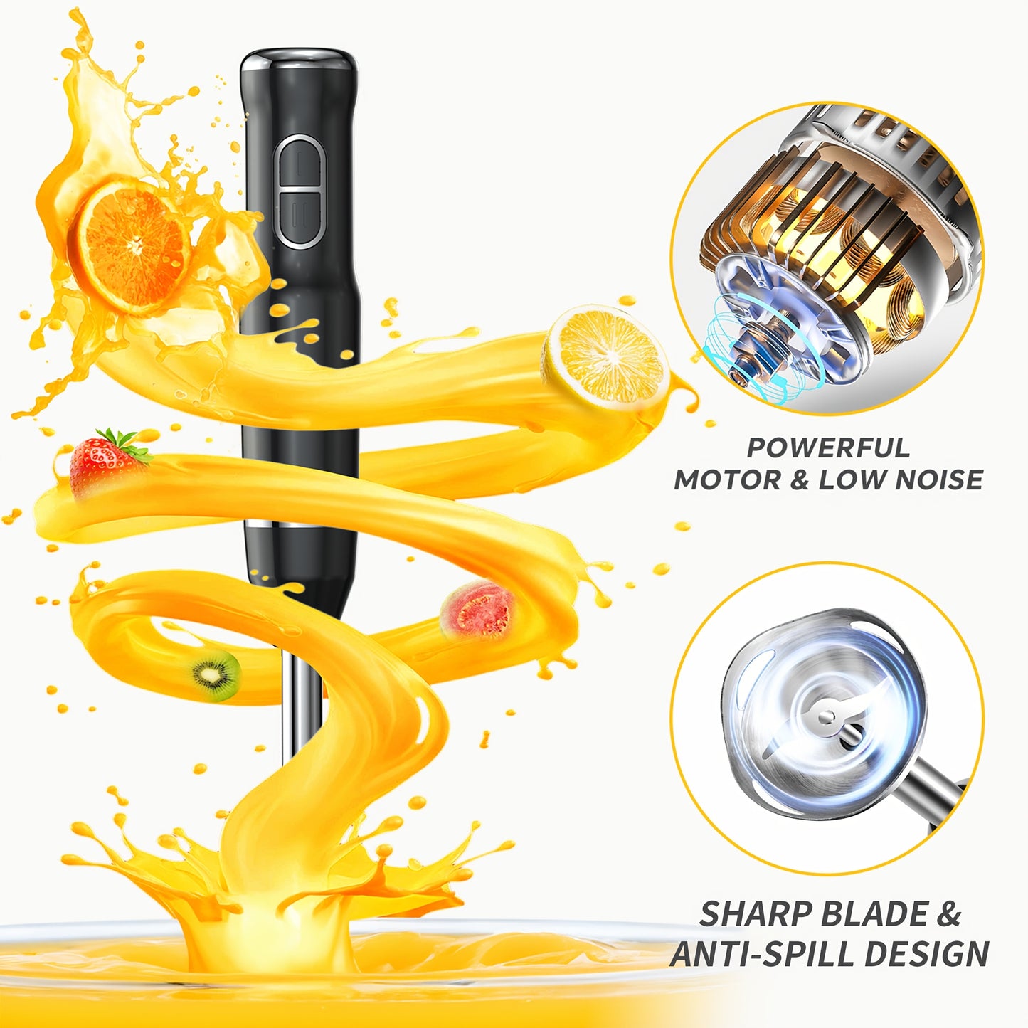 400W 2-Speed Lalayuan Powerful Handheld Blender - 304 Stainless Steel Blades Portable Stick Mixer - Electric Immersion Blender with Detachable Base