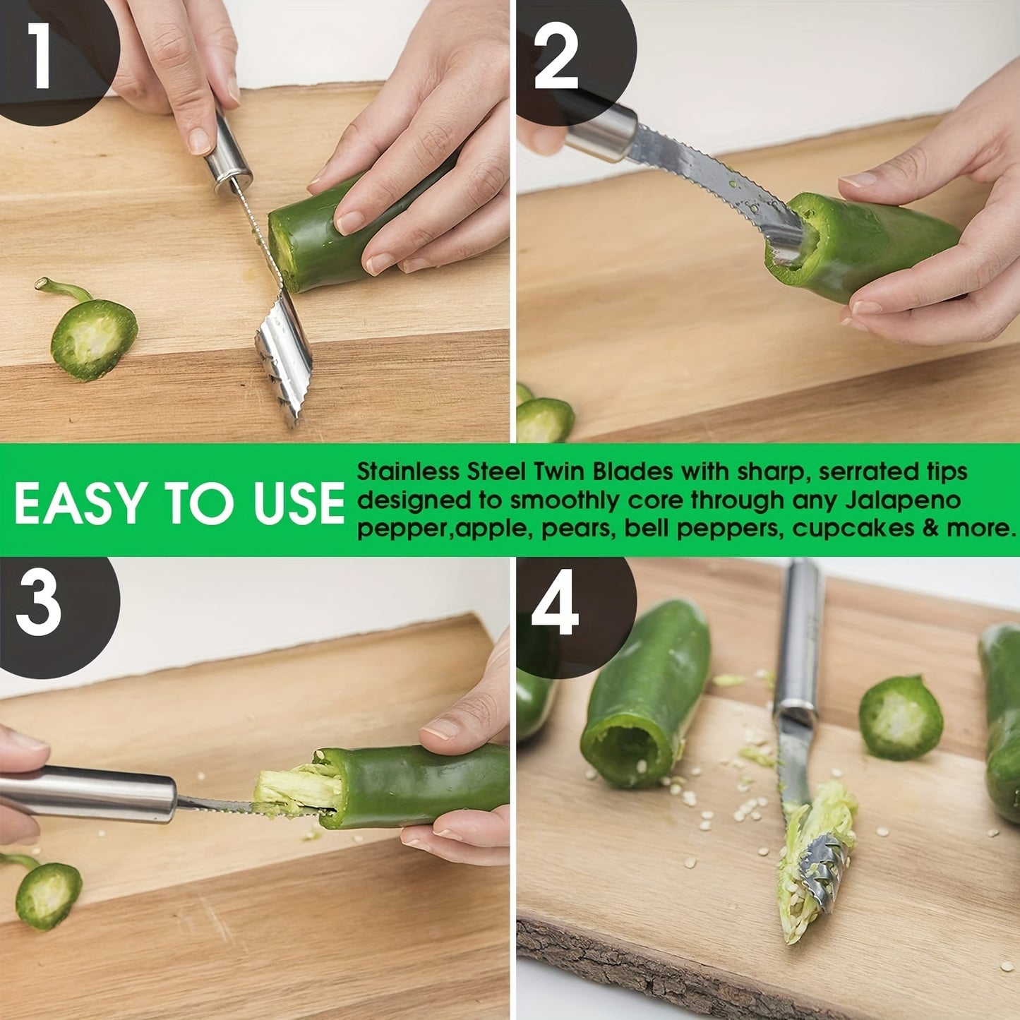 Upgrade Your Kitchen with This Multifunctional Serrated Stainless Steel Pepper Corer & Seed Remover!