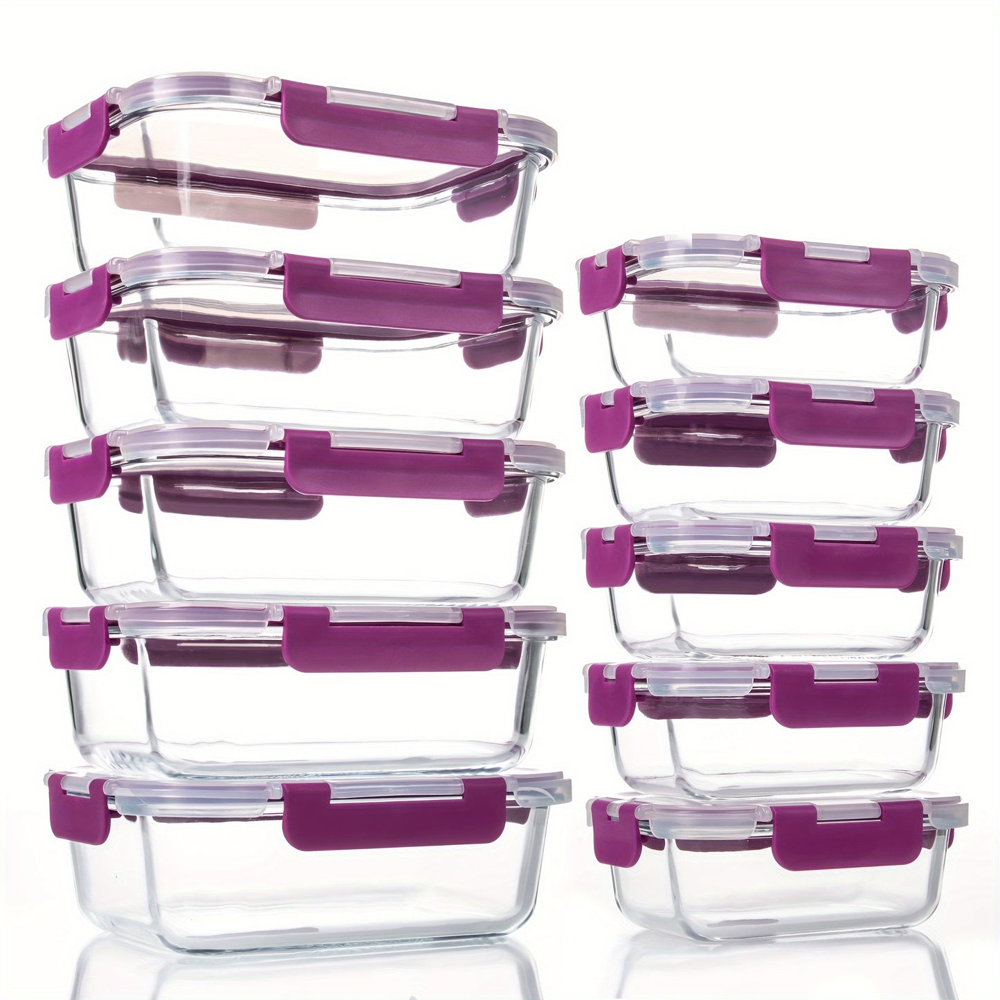 10 Pack Glass Food Storage Containers with Airtight Lids, Leak-Proof Meal Prep Containers with Lids, Dishwasher/Microwave/Freezer Safe