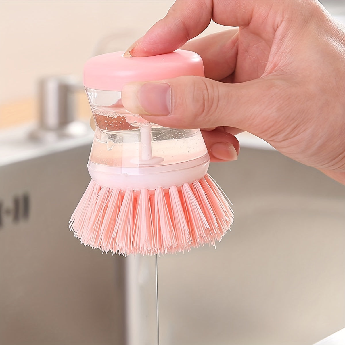 1pc Ceramic Soap Dispenser Dish Brush: Perfect For Dishes, Pots, Pans & Kitchen Sinks - Household & College Dorm Essentials!