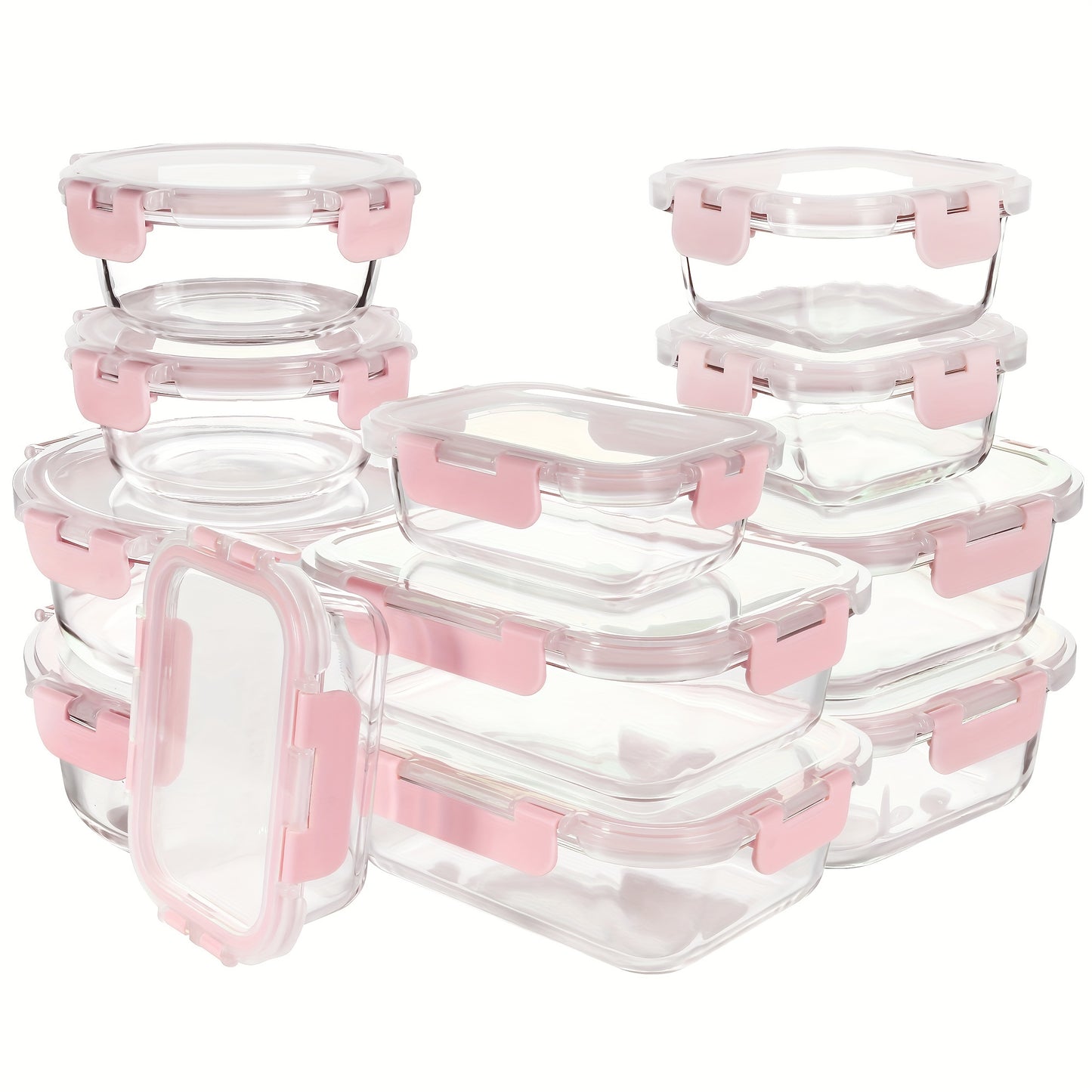 24-Piece Premium Glass Food Storage Containers Set - Airtight, Stackable, Microwave-Safe, and BPA-Free with Lids for Fresh Meal Prep and Leftovers - Space-Saving Design for Kitchen Organization