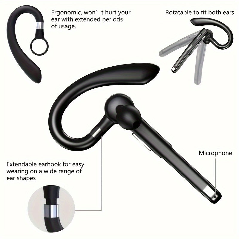 Long-Lasting Wireless Earphones - Earbud Headphones with Microphone, 120-Hour Standby, Suitable for Offices, Truck Drivers, and Compatible with IOS/Android Phones