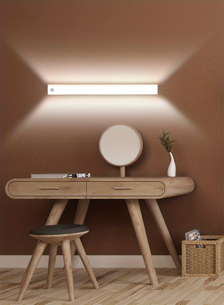 1pc Human Induction Light, Strip Light With Rechargeable, Bedroom Staircase Wine Cabinet LED Light, Wireless, Kitchen Shoe Cabinet Wardrobe Light Strip, Magnet Self-adhesive, Cabinet Light