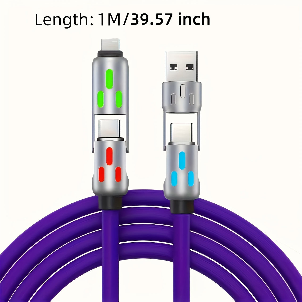 4-In-1 Multi USB Charging, High-Speed USB-C Fast Charging Cable for Android Phones from Samsung, Redmi, Oneplus And Xiaomi