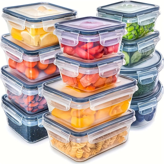 12-piece kitchen storage container lunch box set, BPA Free microwave refrigerator safe portable lunch box 12pcs-set