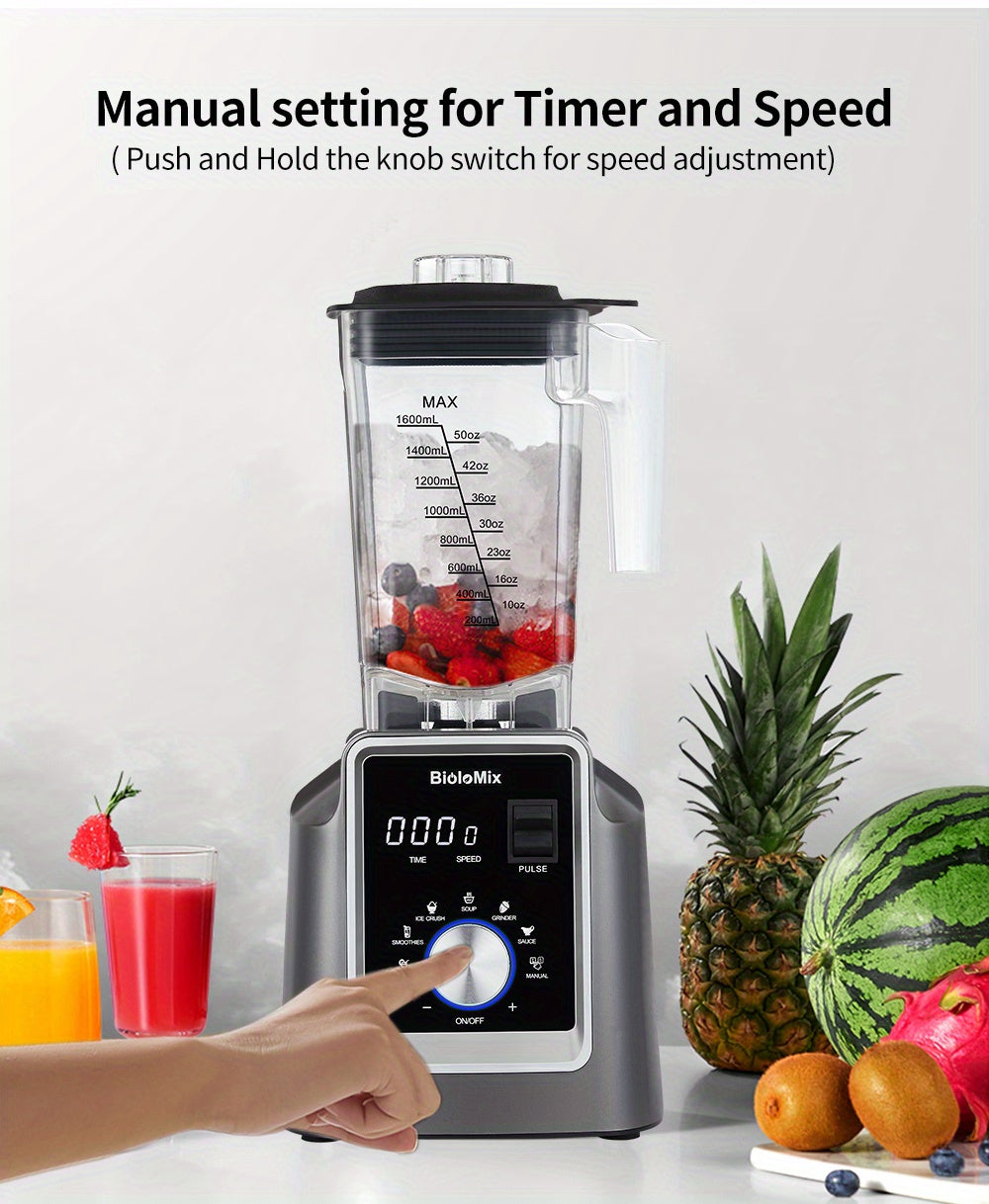 BioloMix 67.63oz Commercial Blender - Digital, BPA-Free, Automatic Program, Professional Mixer For Juicing, Food Processing, Ice Crushing, And Smoothie Making