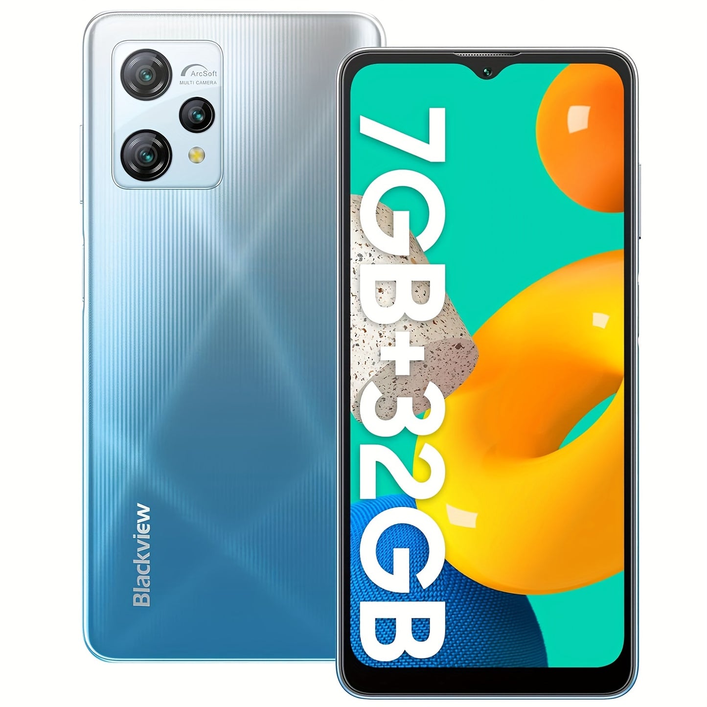 Unlocked Phones, Blackview A53 Unlocked Cell Phone(2023 New), 7GB RAM+32GB ROM/1TB Expand Android Phone, Android 12 Smartphone, 5080mAh Battery 10W Fast Charge, 6.5"HD+Display, 3 Card Slots, Face Unlock