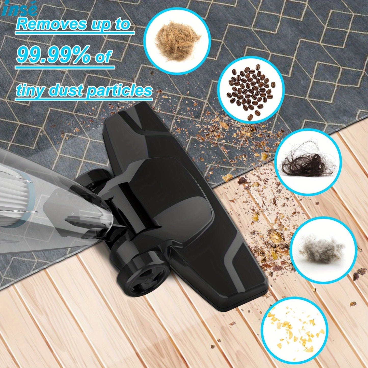 INSE R3s Corded Vacuum Cleaner, 400W High-Performance Motor, 16KPa Strong Suction, Lightweight Design with Advanced Filtration for Pet Hair & Dust, Includes 9 Accessories, Flexible ≥275.59inch Cable, Ergonomic Grip, Ideal f