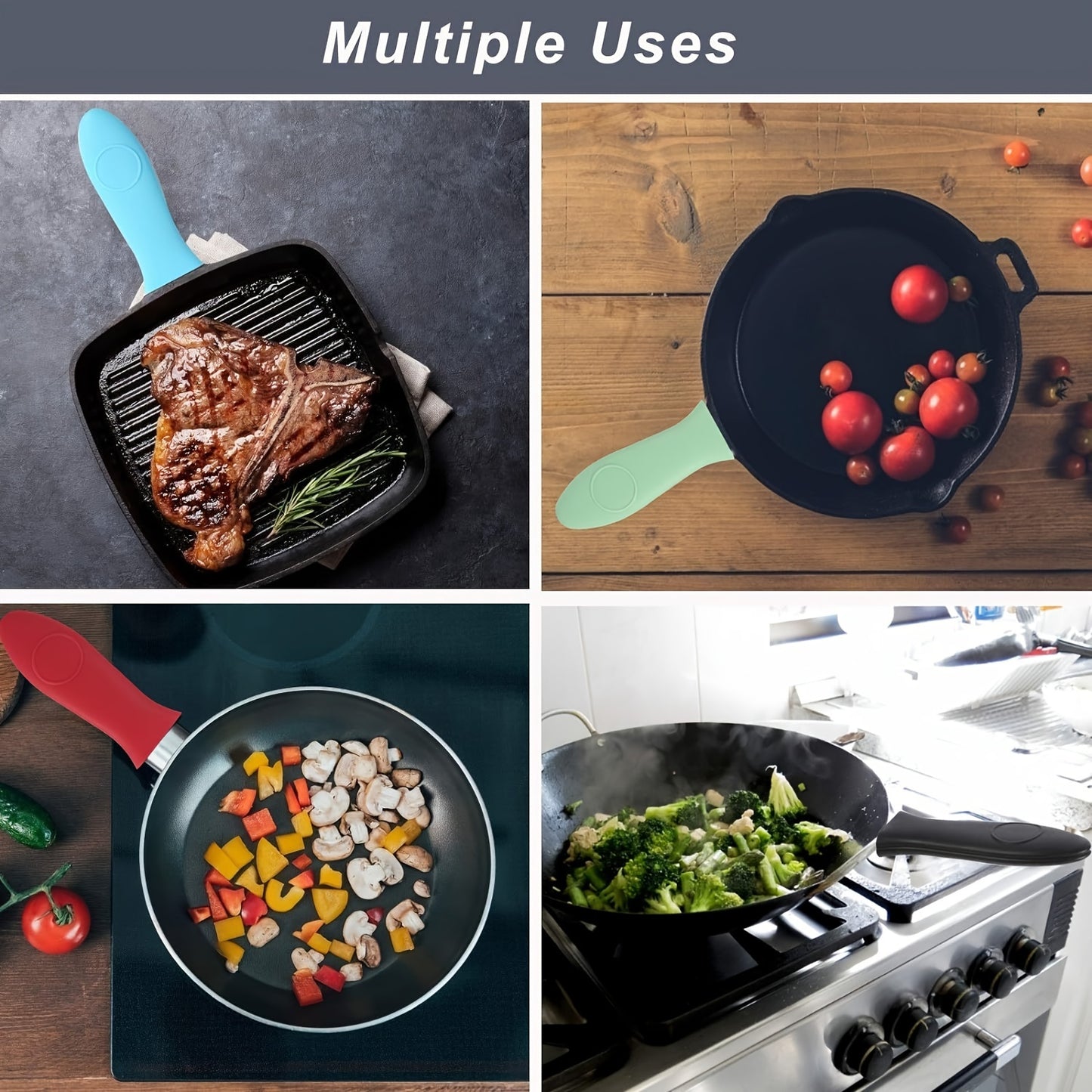 1pc Heat Resistant Silicone Handle Holder - For Cast Iron Skillets & Metal Cookware - Kitchen Supplies - Protect Your Hands From Burns - Perfect Gift for Home Cooks & Bakers