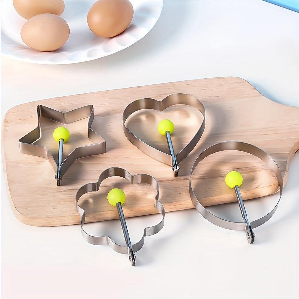 5PC Cute Egg Circles - Stainless Steel Egg Molds for Omelets, Chicken Rolls - Kitchen Appliances & Accessories - Perfect for Breakfast & Fun Cooking - Great Gift for Foodies & Families