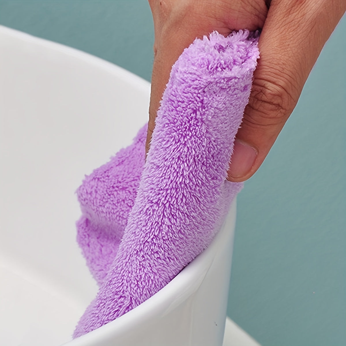 5/10pcs, Solid Color Dishcloth, Household Thickened Kitchen Dish Cloth, Super-absorbent Dish Towel, Cleaning Special, Bamboo Fiber, Absorbent, Does Not Fall Off, Does Not Stick To Oil, Cleaning Supplies