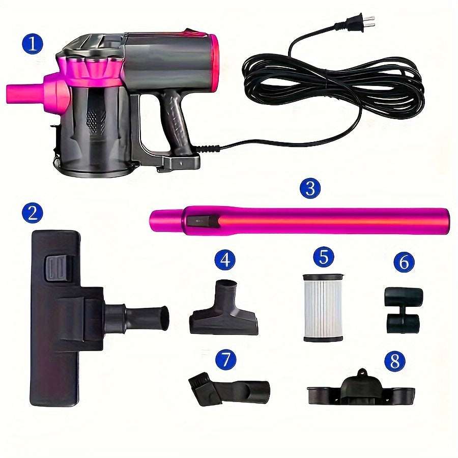 1pc Portable Lightweight Vacuum Cleaner - Computer Vacuums for Pet Hair, Hard Floors, and Carpets with 18000PA High-Power, 600W Rope Design, Four-in-One Handheld Design for Efficient Cleaning