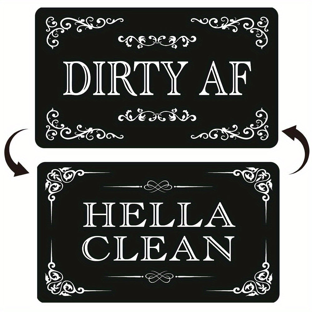 1pc Dishwasher Magnet Clean Dirty Sign Positive And Reverse Indicator Sticker Fashion Universal Kitchen Dishwasher Refrigerator Magnet UV Craft Plus Soft Magnet For Kitchen Organizer Square Border Pattern Fridge Decorations