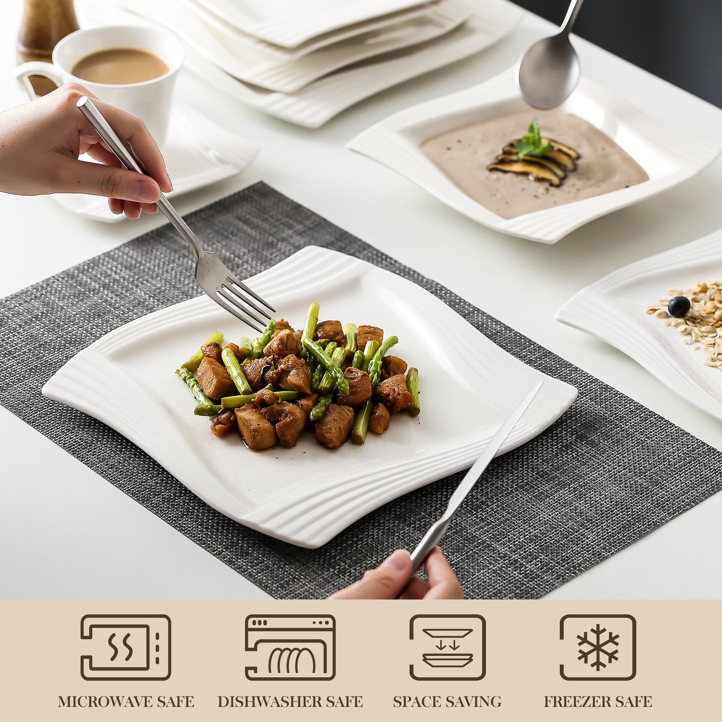 30-Piece Porcelain Dinnerware Set - Ivory White Elegance - Premium Quality, Scratch-Resistant, Includes Plates, Cups & Saucers - Microwave & Dishwasher Safe