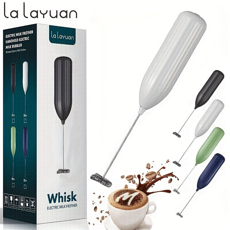 1pc Lalayuan Powerful Electric Milk Frother, Mini Milk Foamer, Handheld Electric Whisk, Battery Operated (Not Included) Drink Mixer Hand Mixer For Coffee Electric Wireless Blender For Lattes, Cappuccino, Frappe, Chocolate, Fo