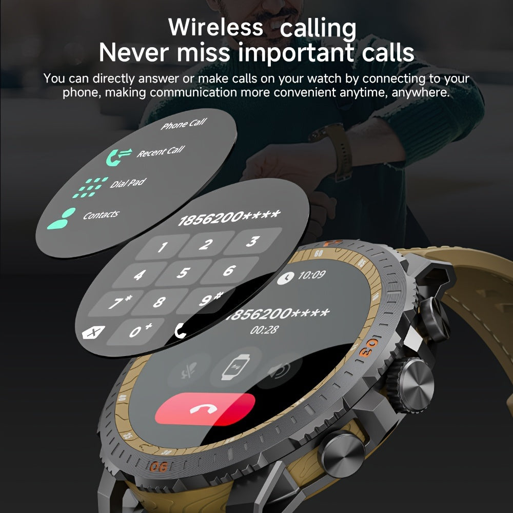 For Samsung Android Phones, Rugged Men's Smartwatch, Wireless BT5.0, Texting And Calling, With Voice Assist, 460P AMOLED Large Screen, 49mm Circle Screen, Smart Bracelet For Health Steward, Whatsapp Message Remind, With App F