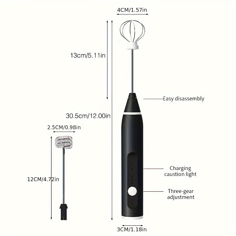 1pc Electric Milk Frother Portable Egg Beater USB Rechargeable Handheld Coffee Blender Milk Shaker Mixer Foamer Food Blender