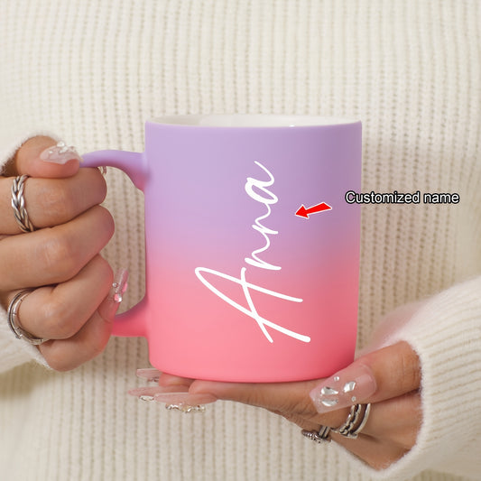 1pc, Personalized 11oz Gradient Ceramic Coffee Mug With Custom Name, 320ml Coffee Cup, Dishwasher & Microwave Safe, Ideal For Drinks & Gifts, Birthday, Valentine's Day Present For Family, Friends, Coworkers
