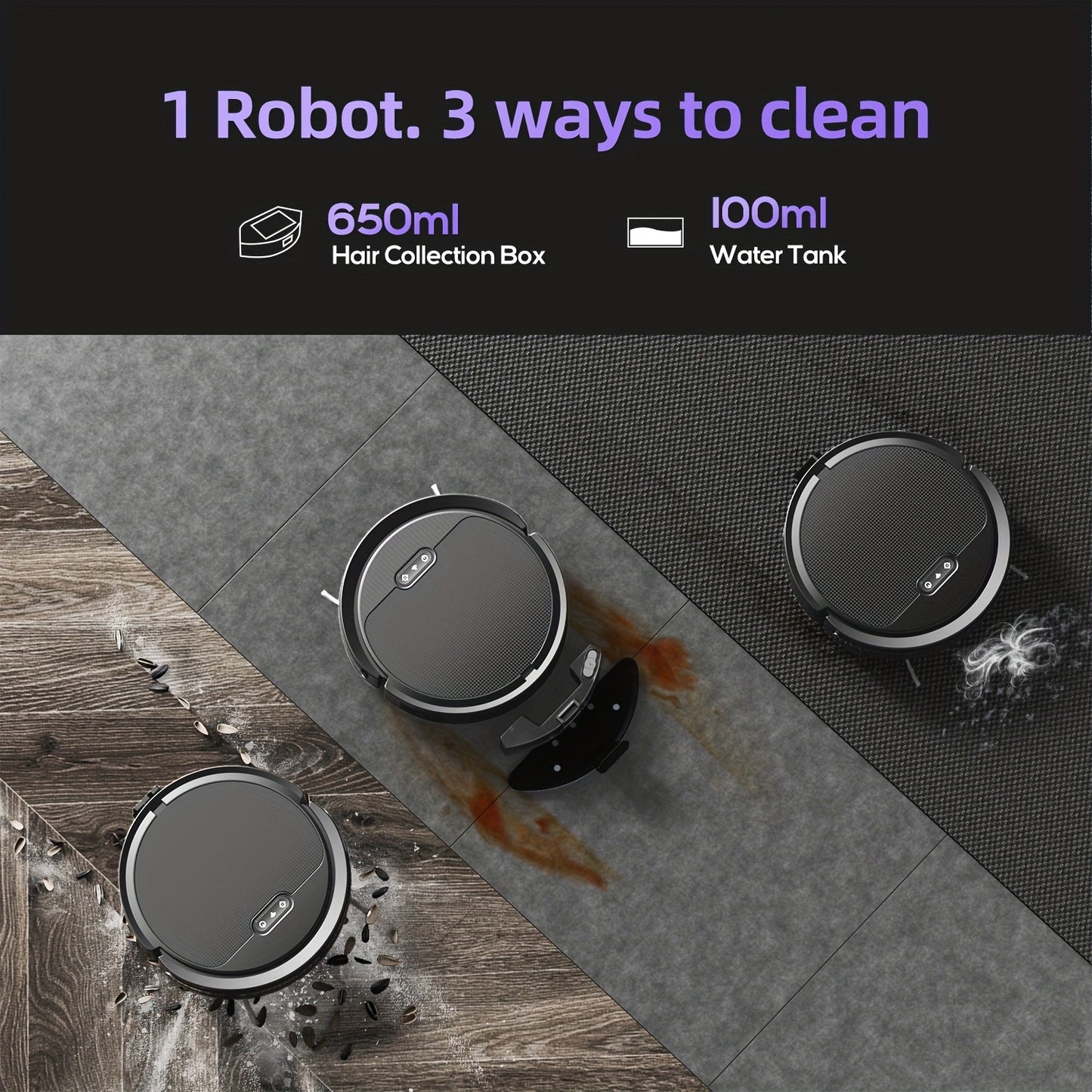 Robot Vacuum And Mop Combo, App/Voice Control, 2 In 1 Robot Vacuum Cleaner, 4000pa Max Power Suction, Scheduled Cleaning, Automatic Recharge, For Pet Hair, Low Carpet