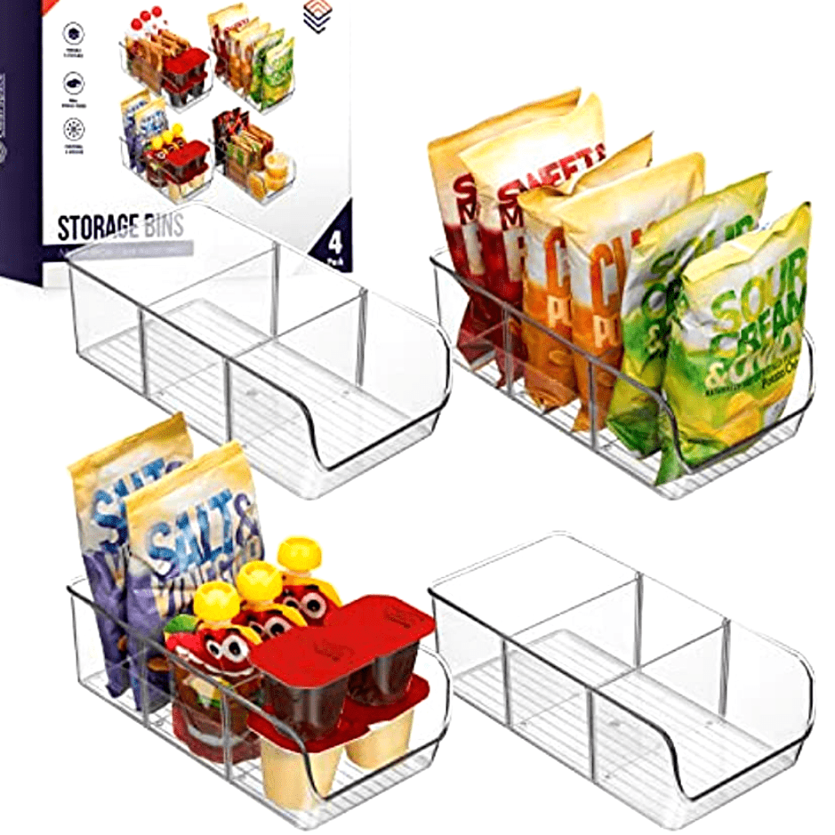 1pc Pantry Storage Bins with Dividers, Kitchen Organization and Storage, Fridge and Cabinet Organizers