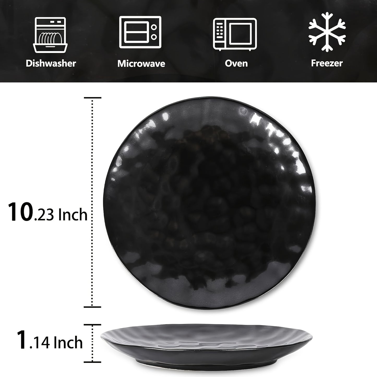 Vicrays 18 Piece Kitchen Ceramic Dinnerware Set, Ceramic Fluted Dinner Plate, Coffee Mug, Bowl Set, Microwave, Oven and Dishwasher Safe, Scratch Resistant, Suitable for Home, Parties and Restaurants (black)