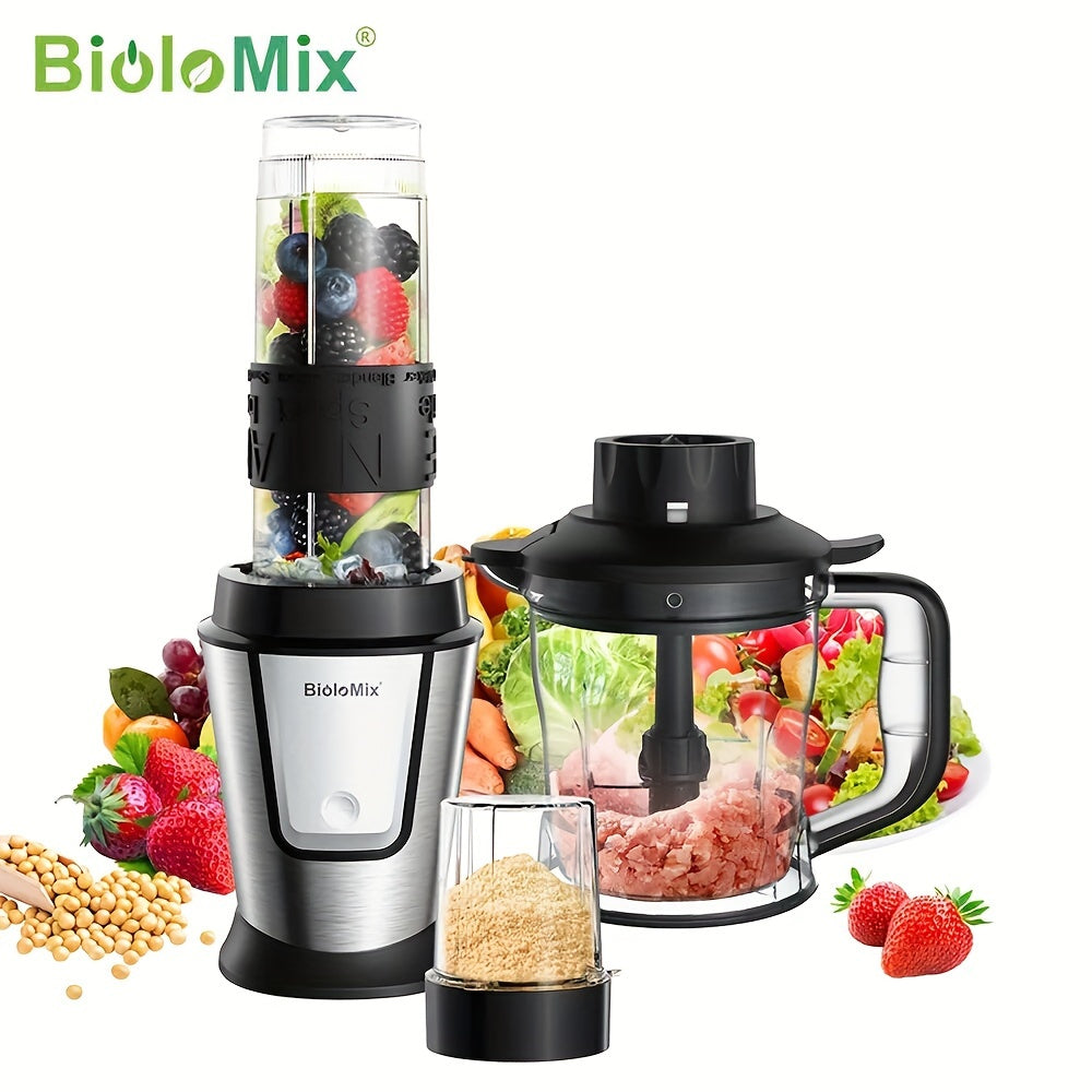 BioloMix 700W High-Speed Blender - 3-in-1 Smoothie Maker, Food Processor & Grinder