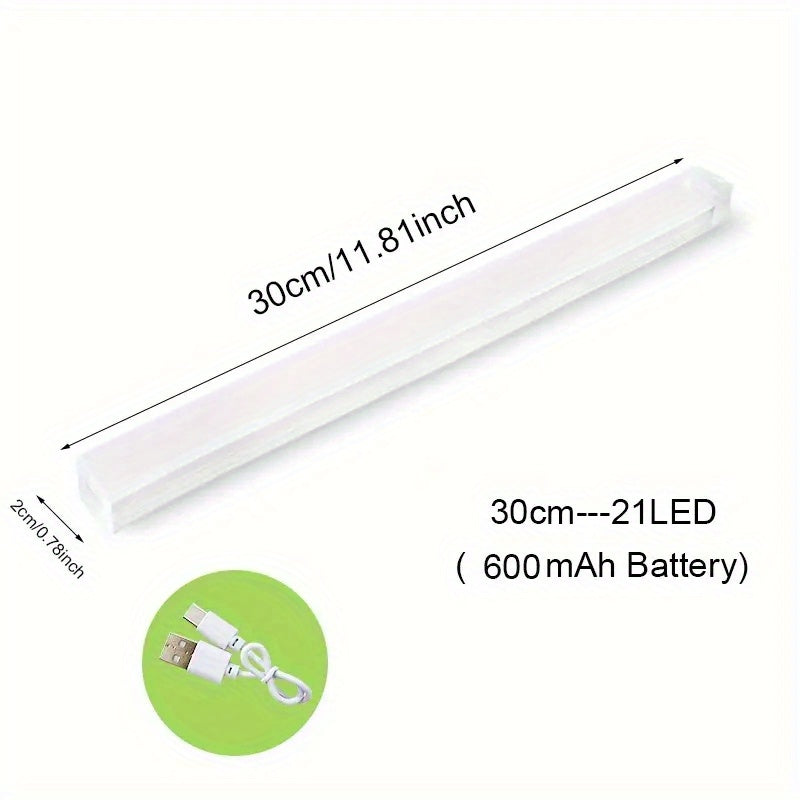 1pc Human Induction Light, Strip Light With Rechargeable, Bedroom Staircase Wine Cabinet LED Light, Wireless, Kitchen Shoe Cabinet Wardrobe Light Strip, Magnet Self-adhesive, Cabinet Light